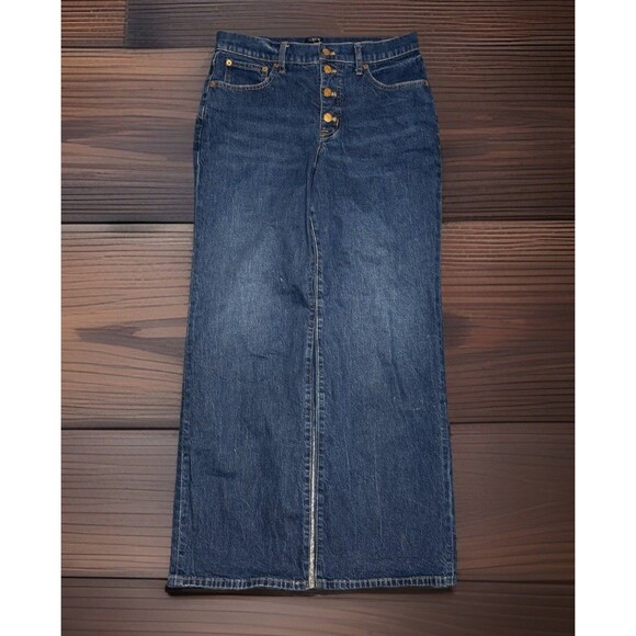 J. Crew Denim - J. Crew Jeans Full Length Wide Leg Button Fly Medium Wash Mid Rise Curvy Size 27